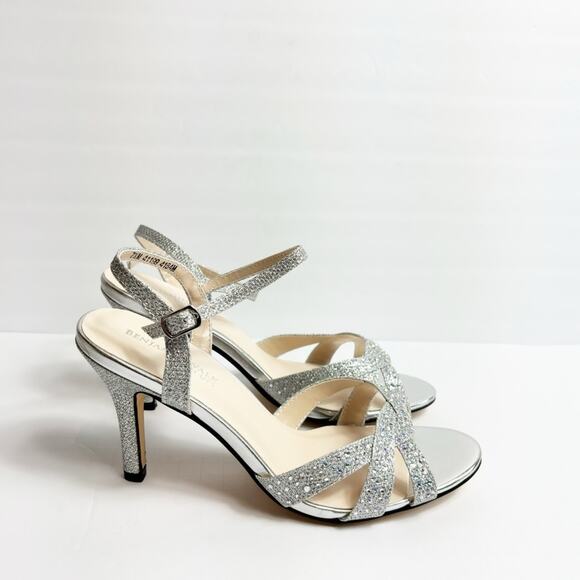 TOUCH UPS BY BENJAMIN WALK IVY SANDAL SILVER METALLIC WOMEN HEELS SIZE 7.5 NEW - Picture 2 of 11